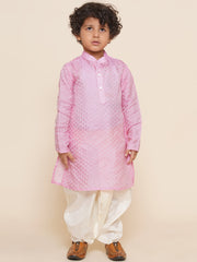 Boys Pink Colour Art Silk Kurta