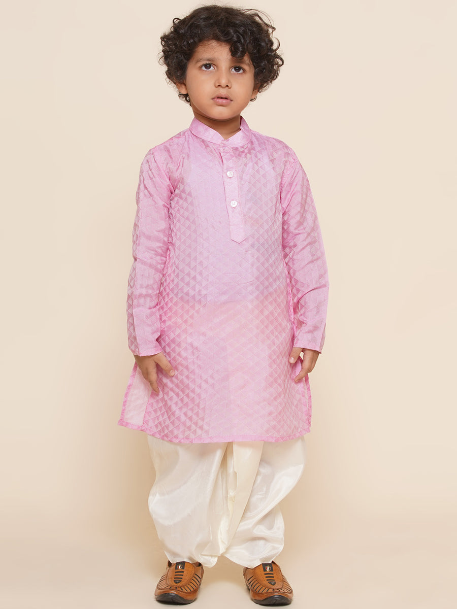 Boys Pink Colour Art Silk Kurta