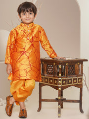 Boys Printed Kurta and Solid Dhotipant Set