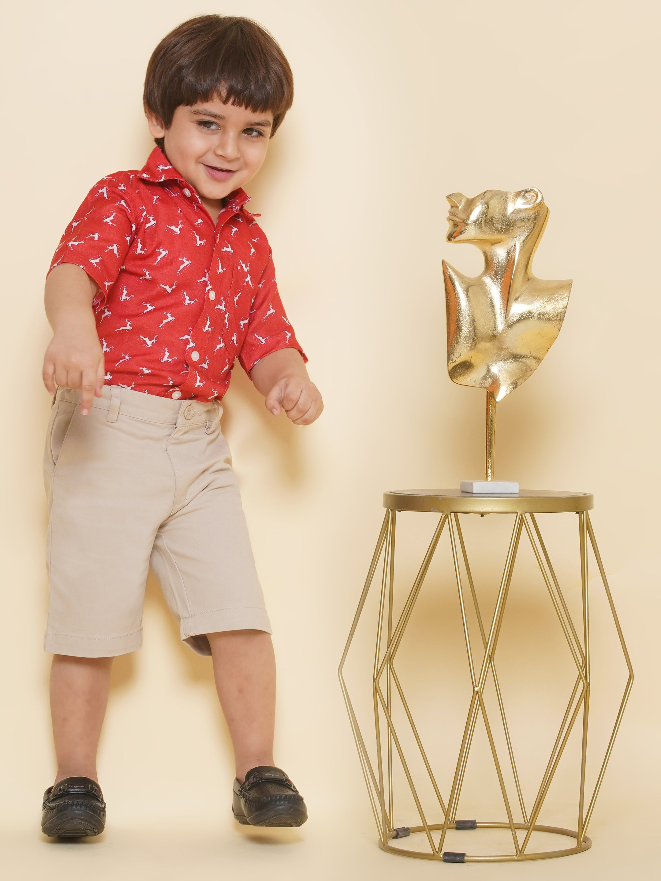 Boys Printed Christmas Red Shirts