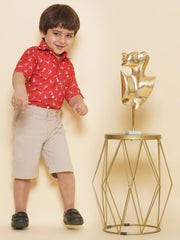 Boys Printed Christmas Red Shirts