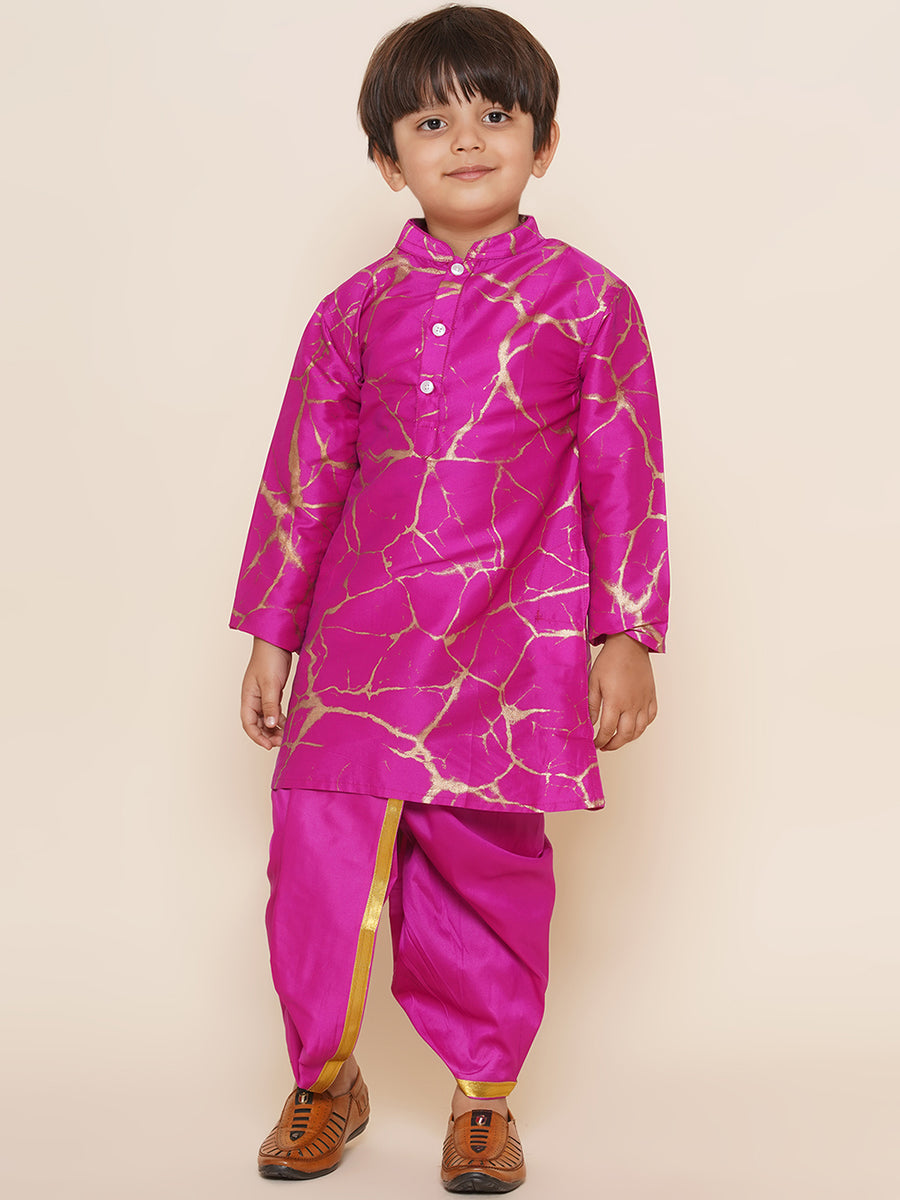 Boys Pink Colour Gold Border Dhotipant