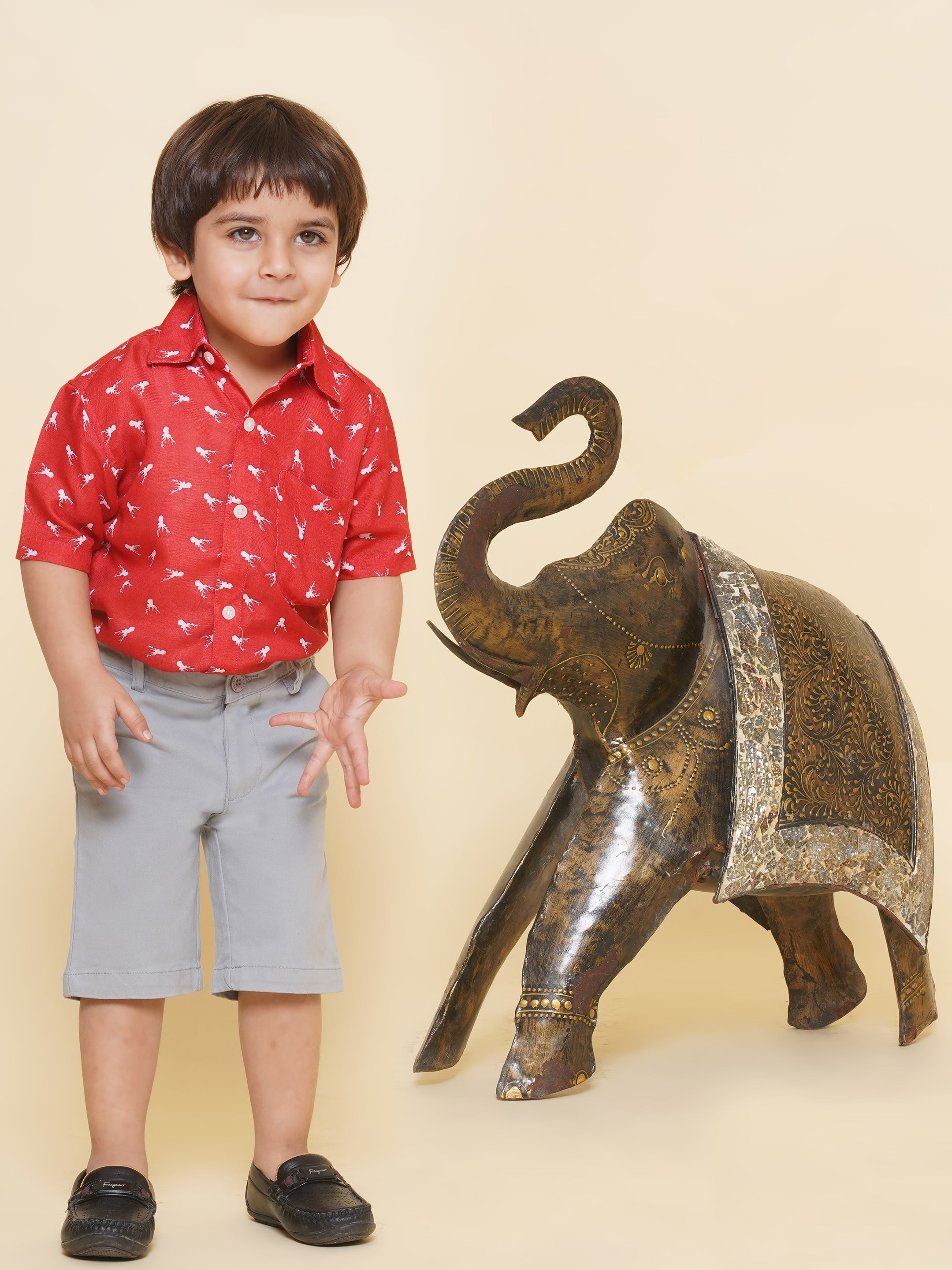 Boys Printed Christmas Red Shirts