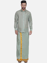 Men Solid Colour Art Silk Readymade Pocket Dhoti
