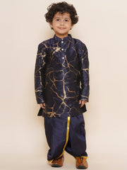 Boys Navy Blue Colour Gold Border Dhotipant