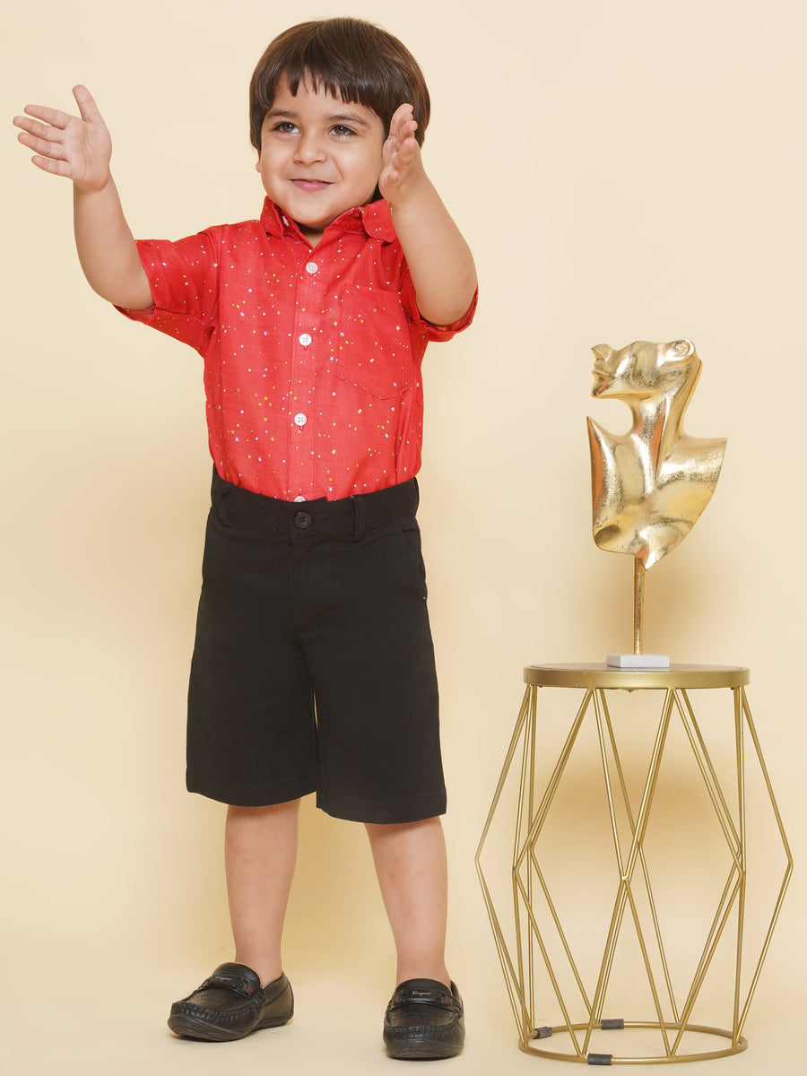 Boys Printed Christmas Red Shirts