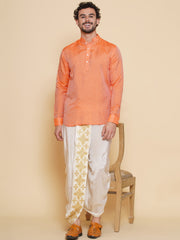 Sethukrishna Mens Short Kurta with Embroidery Dhotipant