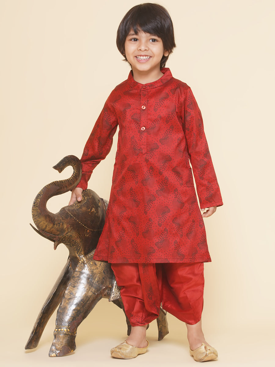 Boys Leaf Design Printed Kurta