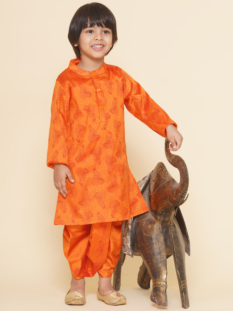 Boys Leaf Design Printed Kurta