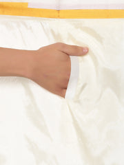 Men Cream Colour Art Silk Readymade Pocket Dhoti.