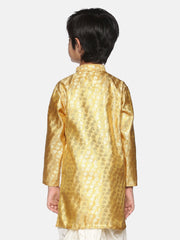 Boys Gold Colour Polyester Kurta