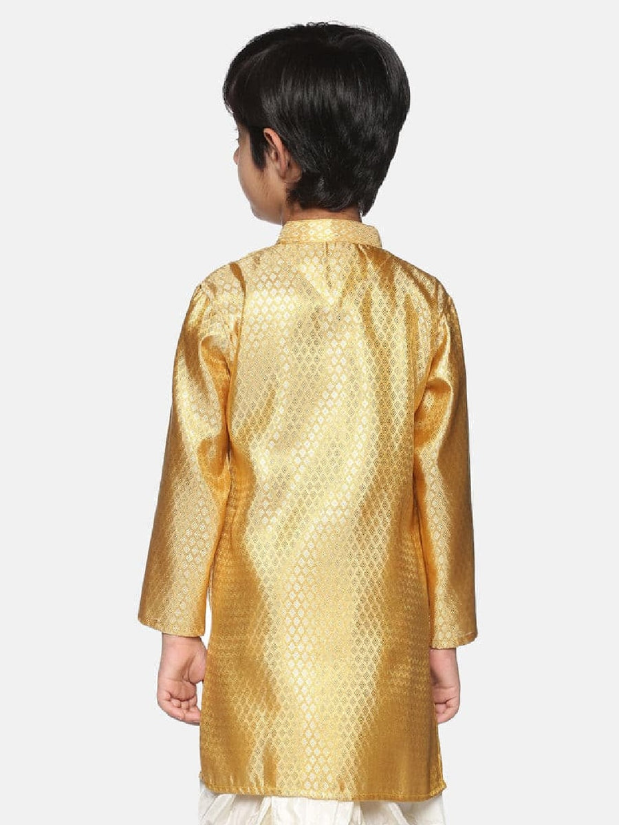Boys Gold Colour Polyester Kurta