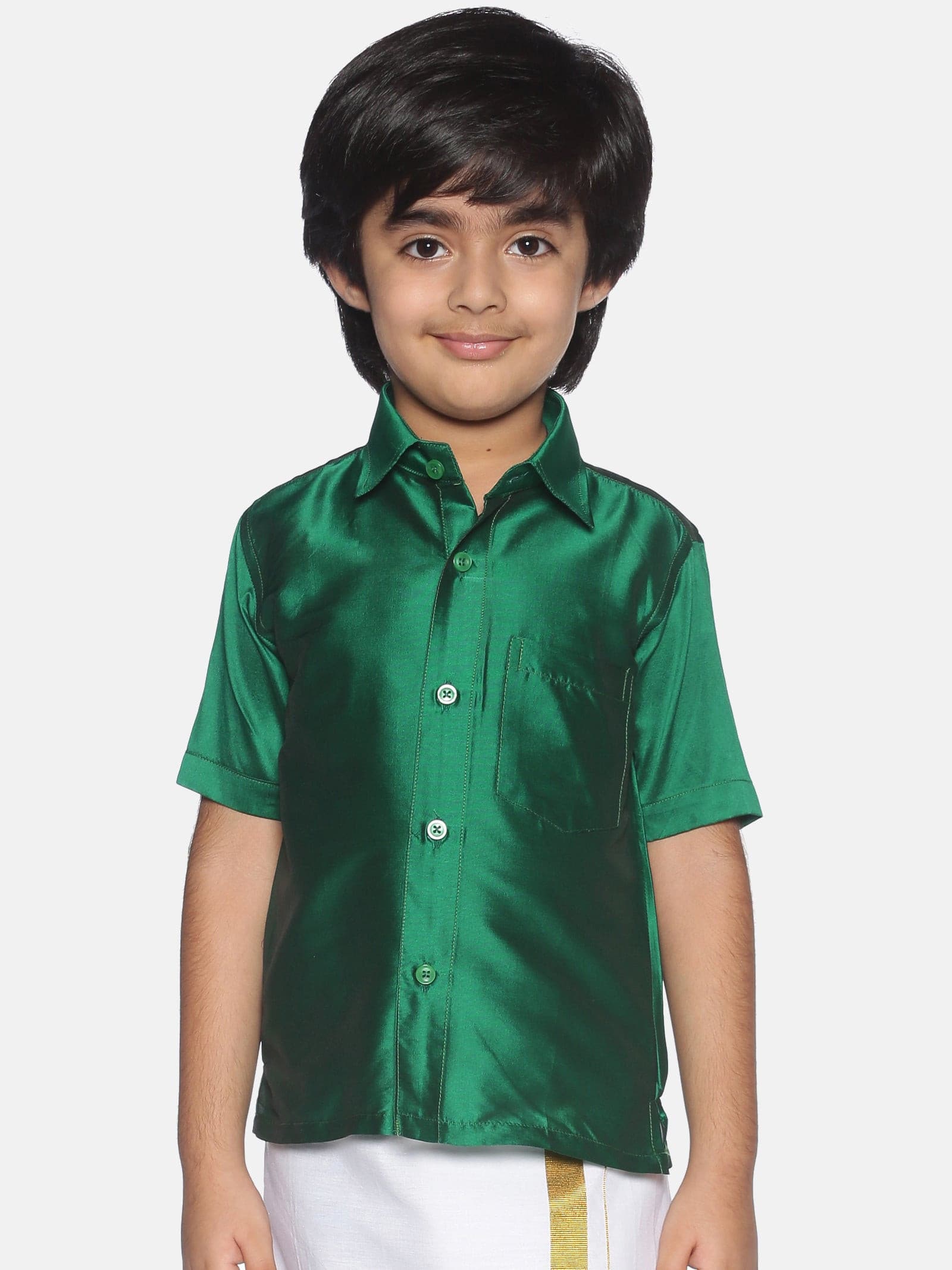 Boys Green Colour Ethnic Shirt