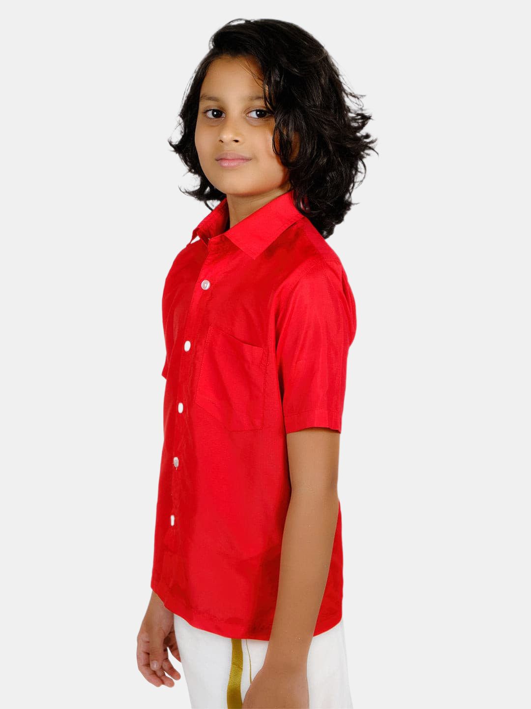 Boys Red Colour Polyester Shirt