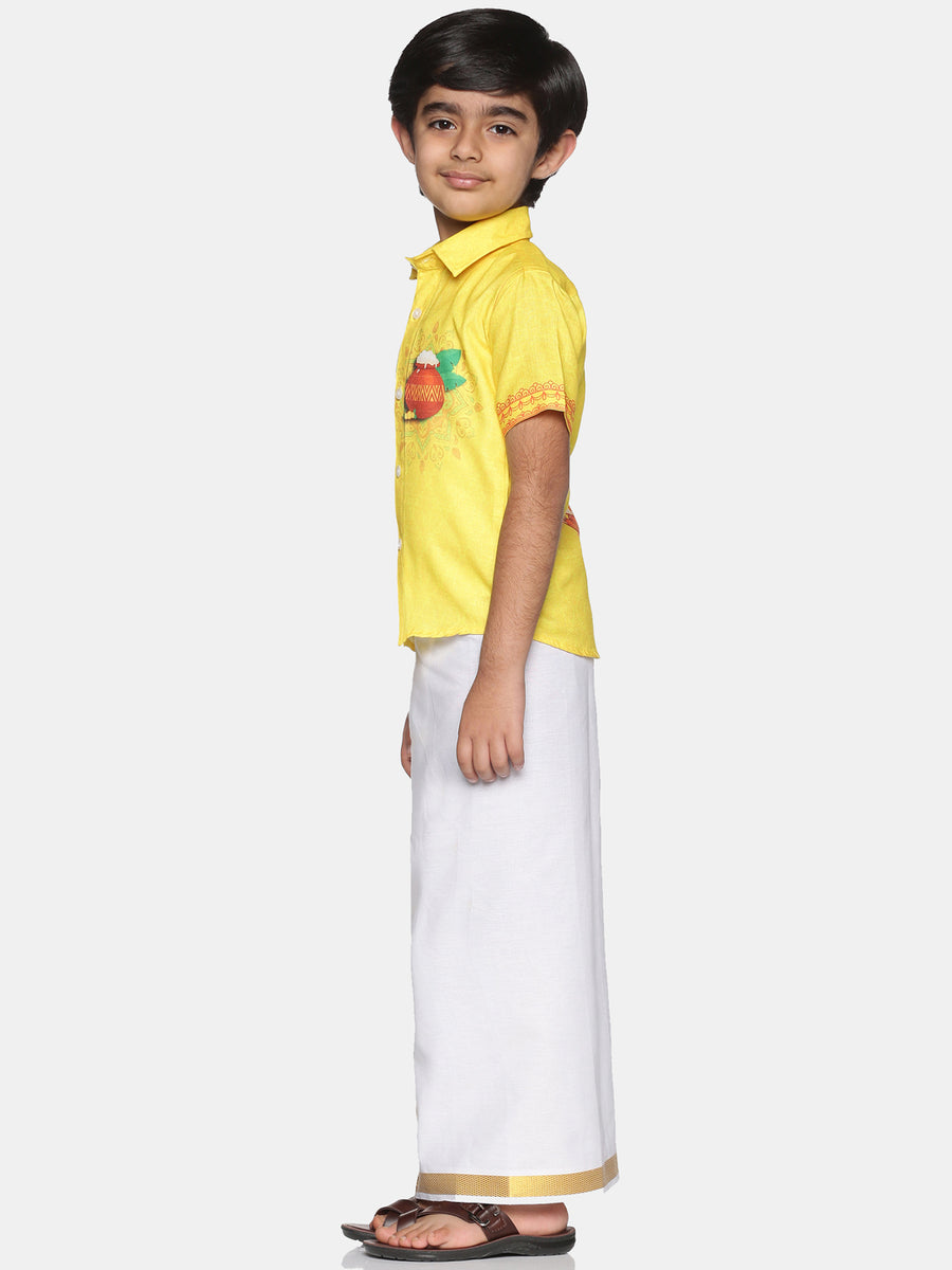 Boys Traditional Pop Colour Shirt Dhoti Set