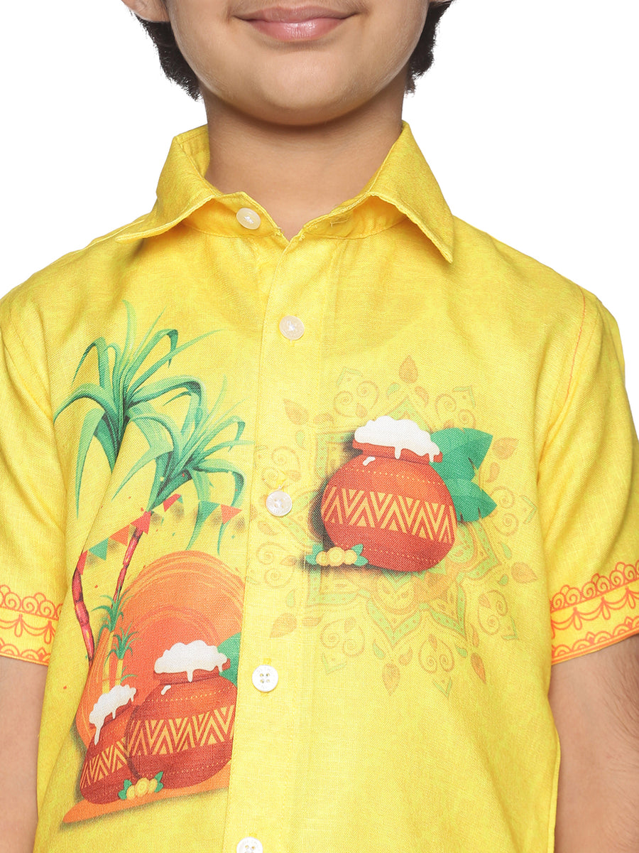 Boys Traditional Pop Colour Shirt Dhoti Set