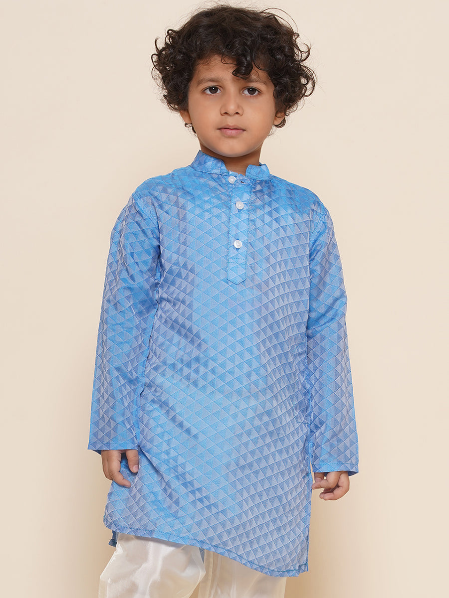 Boys Blue Colour Art Silk Kurta