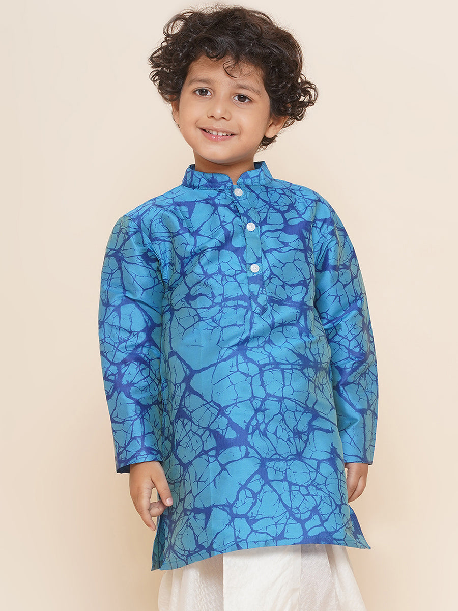 Boys Blue Colour Printed Kurta