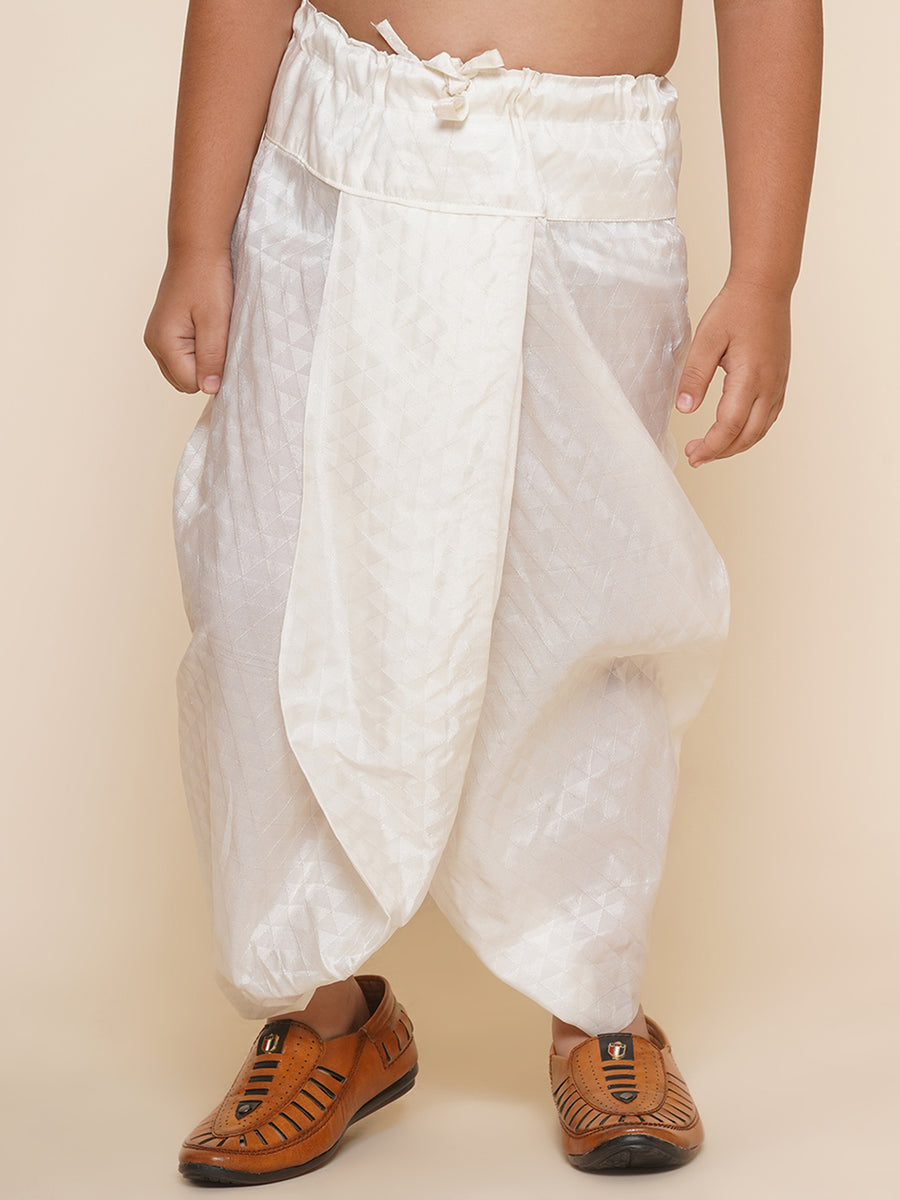 Boys Cream Colour Self Design Dhotipant