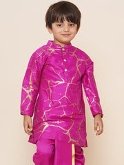 Boys Maroon Colour Printed Kurta