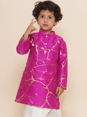 Boys Dark Pink Colour Printed Kurta