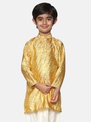 Boys Gold Colour Polyester Kurta