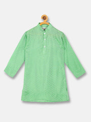 Boys Green Colour Art Silk Kurta