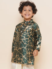 Boys Green Colour Printed Kurta