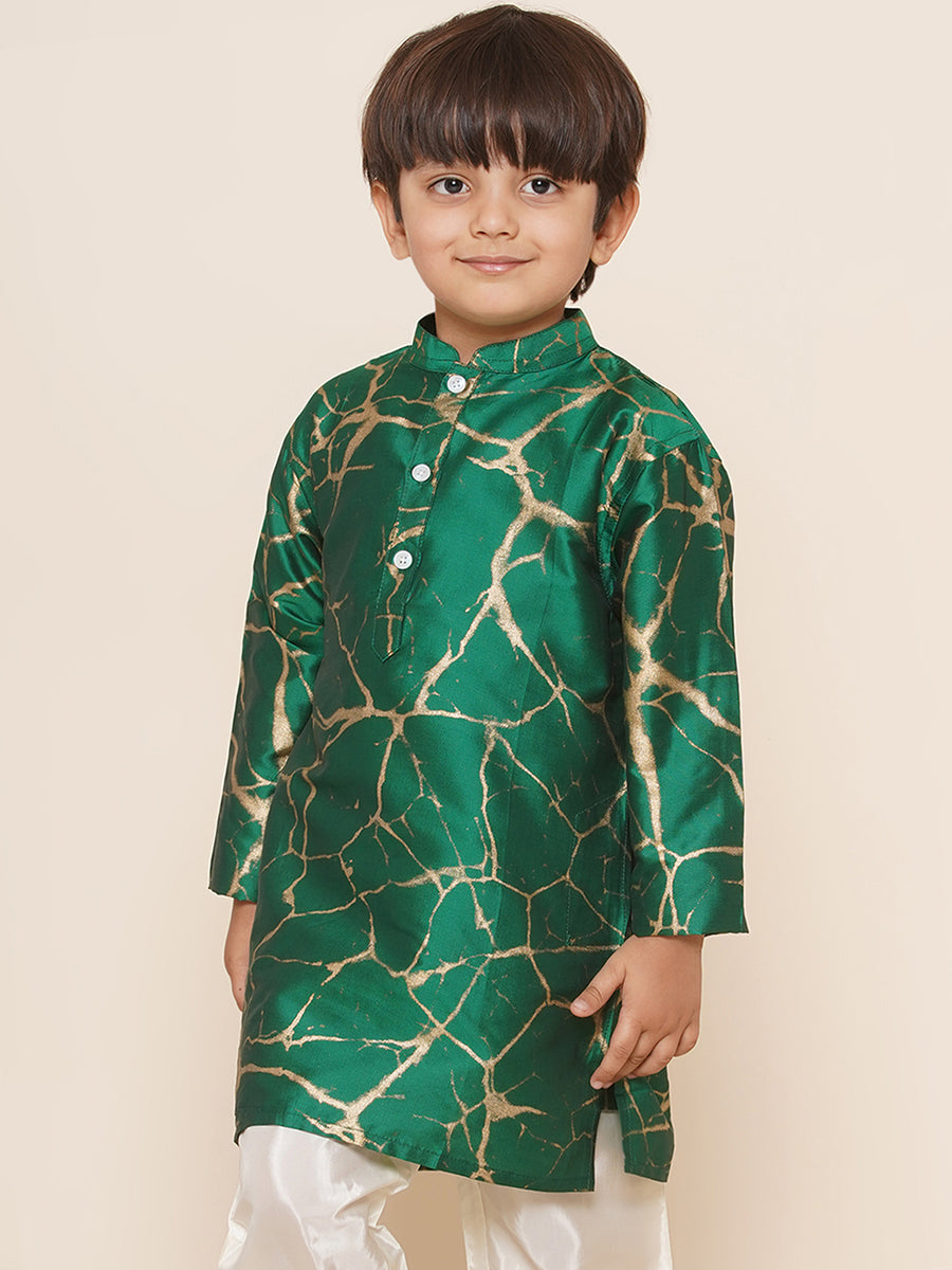 Boys Green Colour Printed Kurta