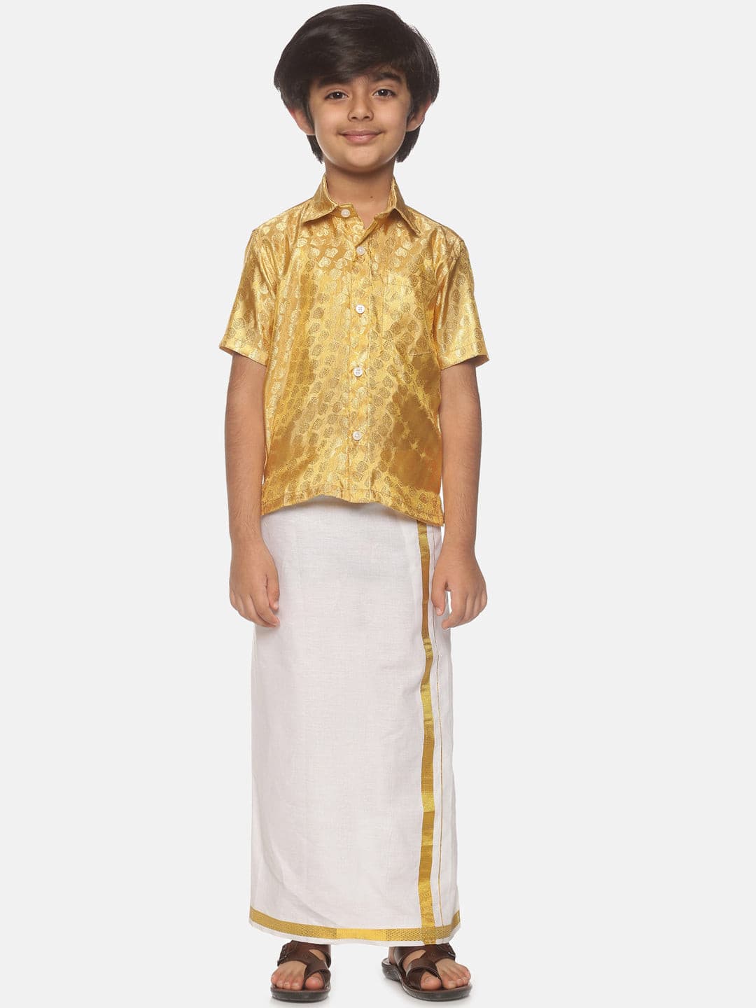 Boys Jacquard Shirt And Dhoti Set