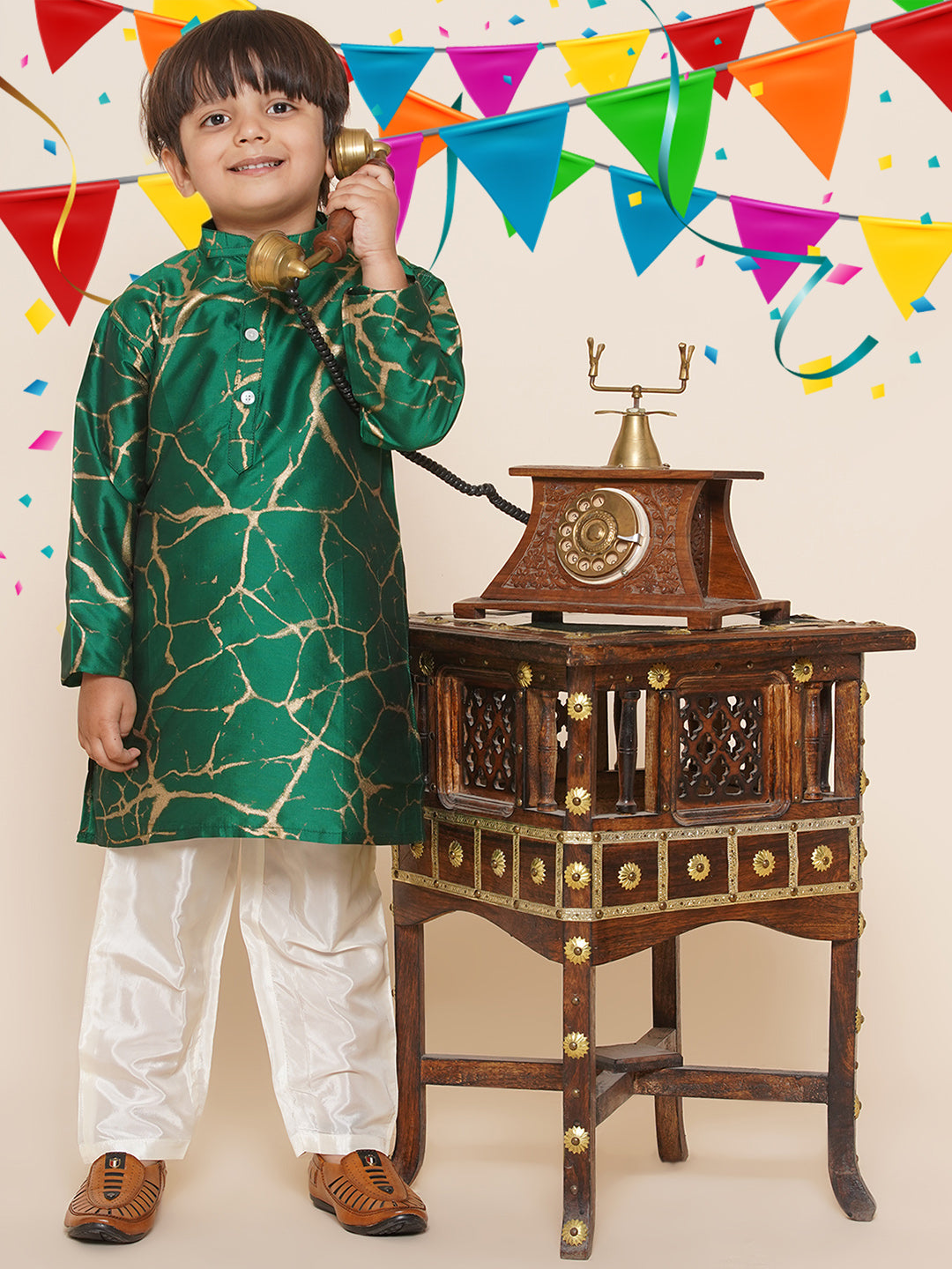 Boys Marble Printed Kurta Pyjama Set