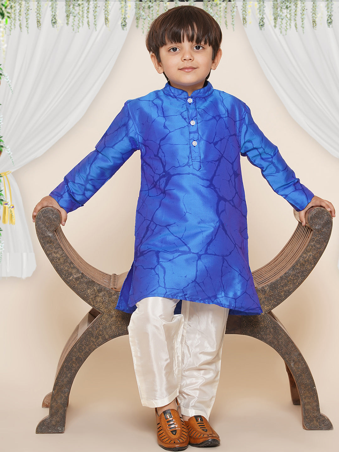 Boys Marble Printed Kurta Pyjama Set