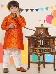 Boys Marble Printed Kurta Pyjama Set
