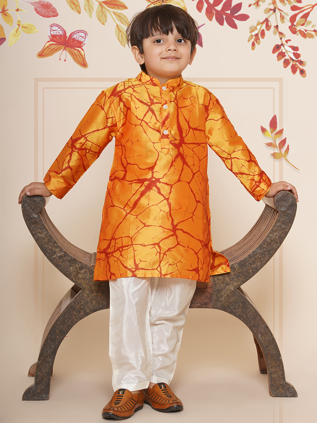 Boys Marble Printed Kurta Pyjama Set