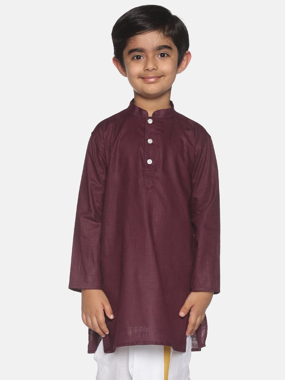 Boys Maroon Colour Cotton Kurta