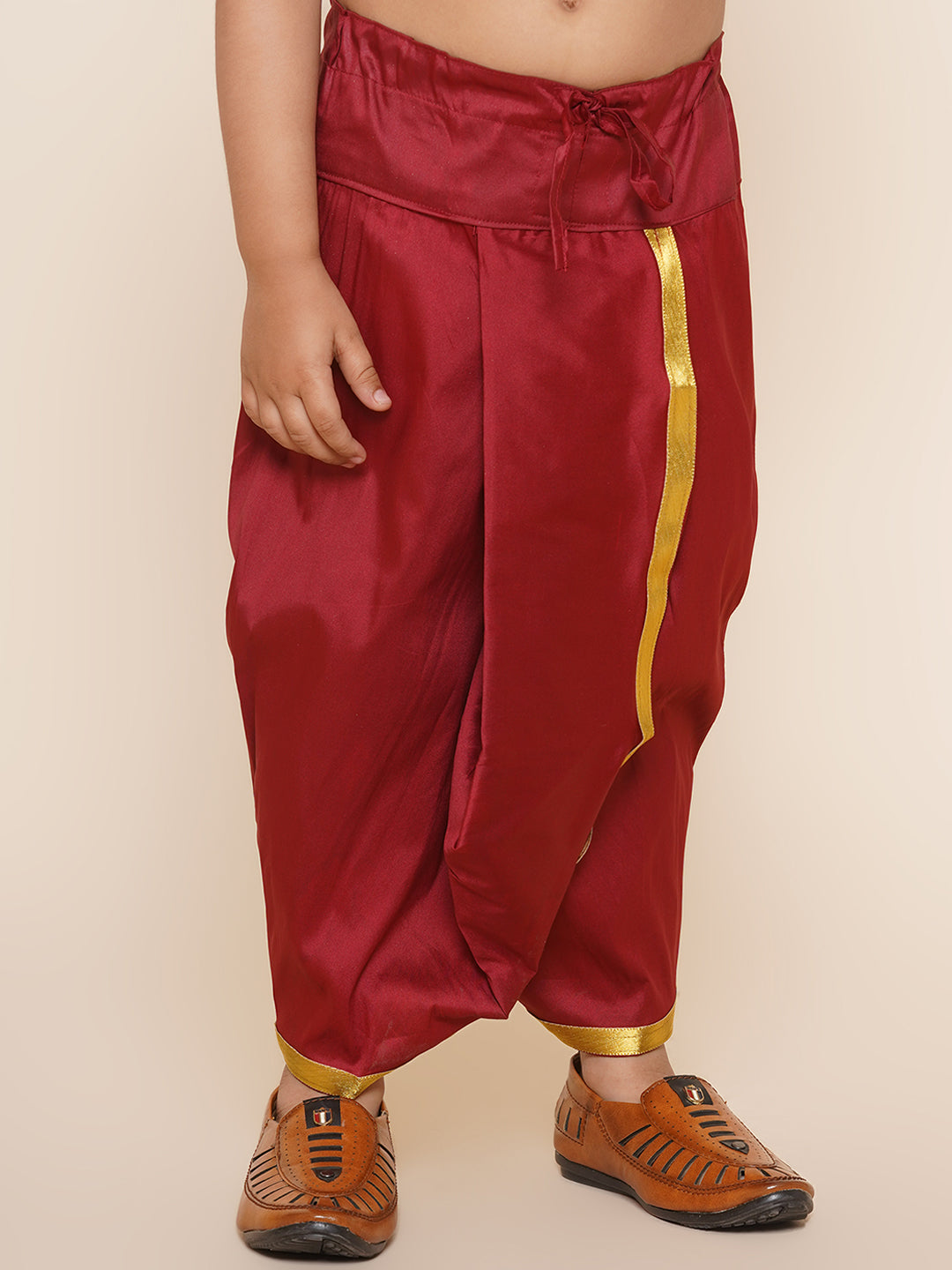 Boys Maroon Colour Gold Border Dhotipant