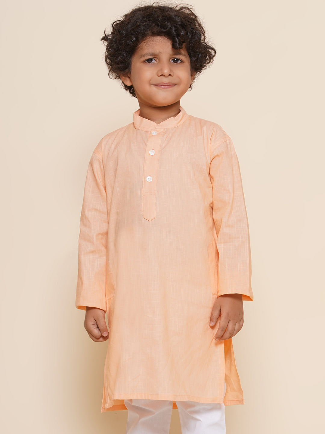 Boys Orange Colour Cotton Kurta