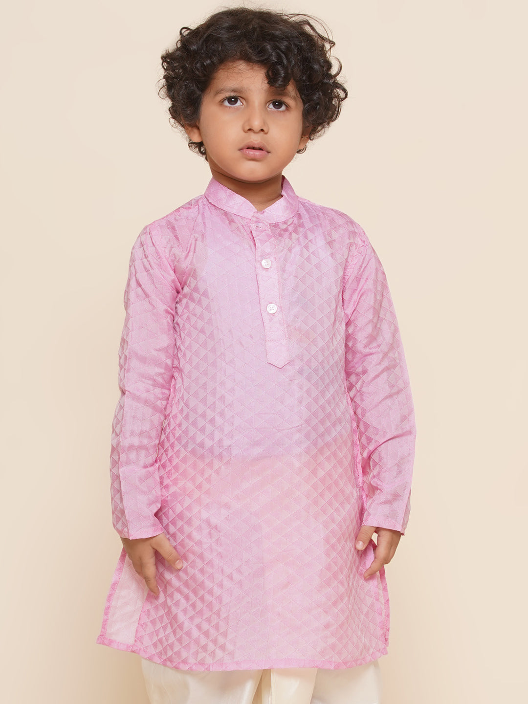Boys Pink Colour Art Silk Kurta