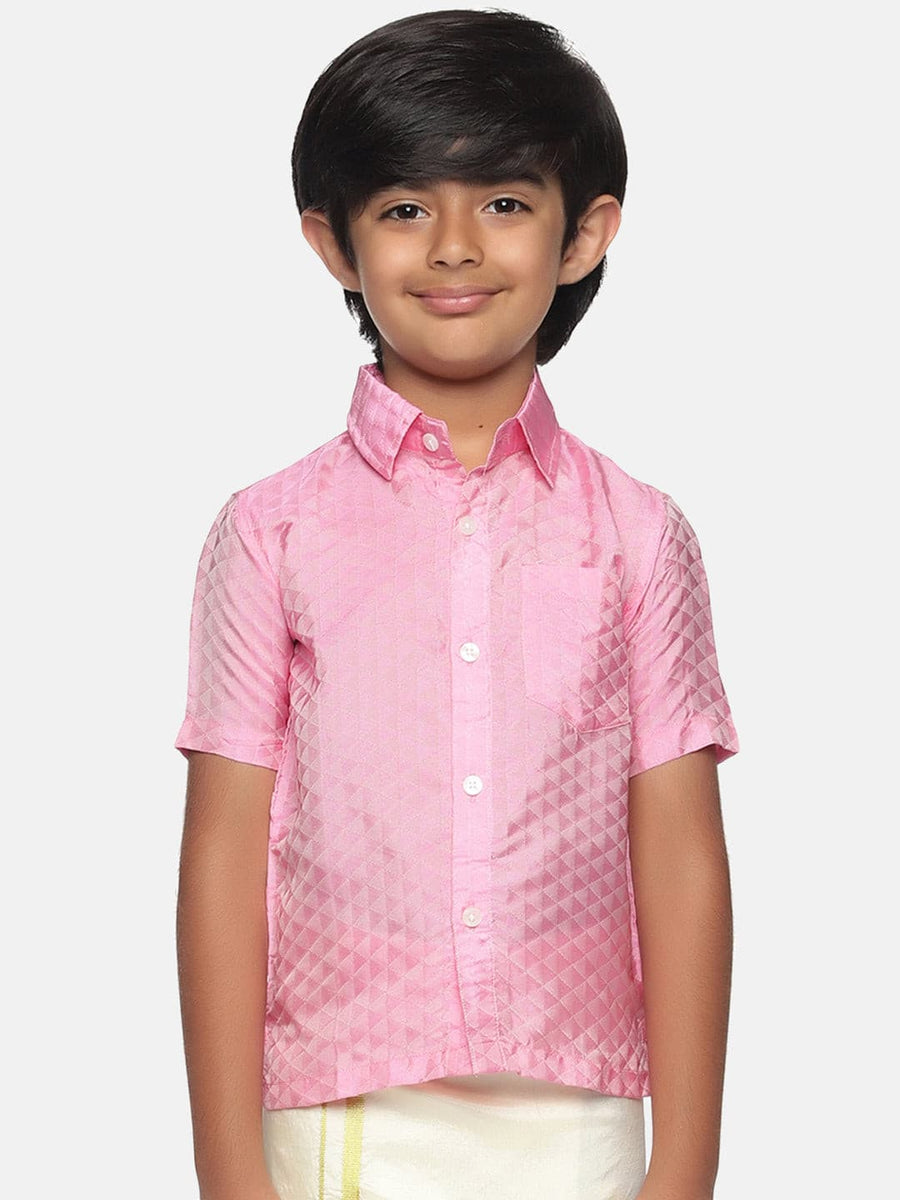 Boys Pink Colour Art Silk Shirt