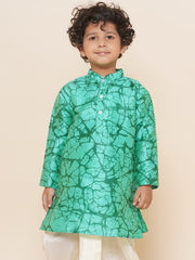 Boys Green Colour Printed Kurta