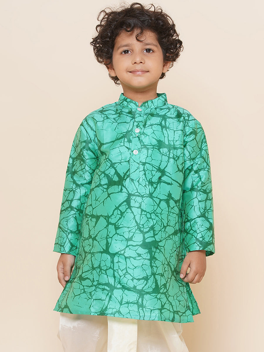 Boys Green Colour Printed Kurta