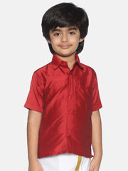 Boys Red Colour Polyester Shirt