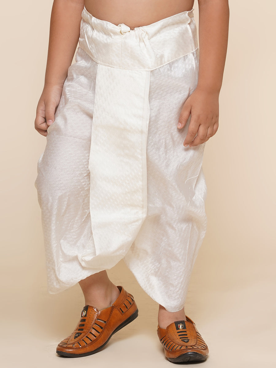 Boys Self Design Cream Colour Dhotipant