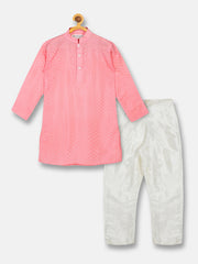 Boys Soild Colour Self Design Art Silk Kurta Pyjama Set