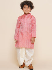 Boys Solid Colour Art Silk Kurta Dhoti Pant Set