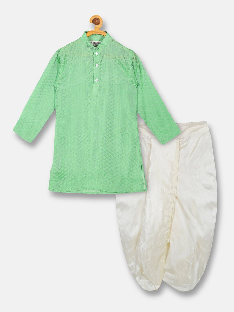 Boys Solid Colour Art Silk Kurta Dhoti Pant Set