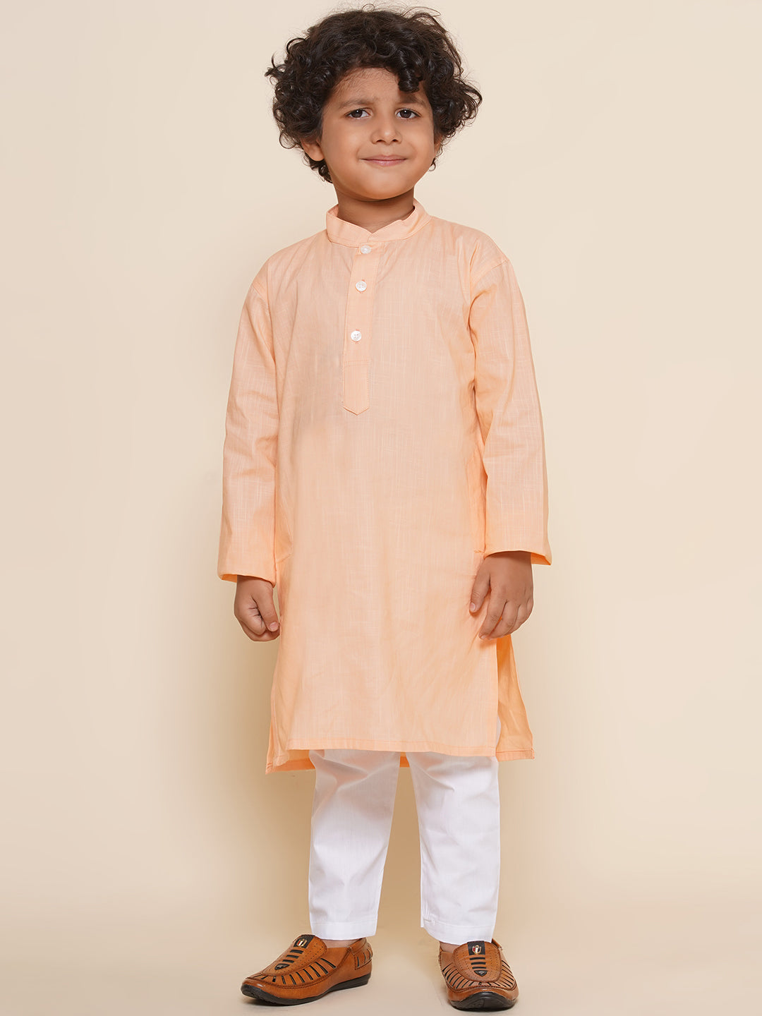Boys Solid Colour Cotton Kurta Pyjama Set