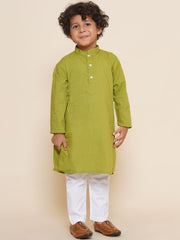 Boys Solid Colour Cotton Kurta Pyjama Set