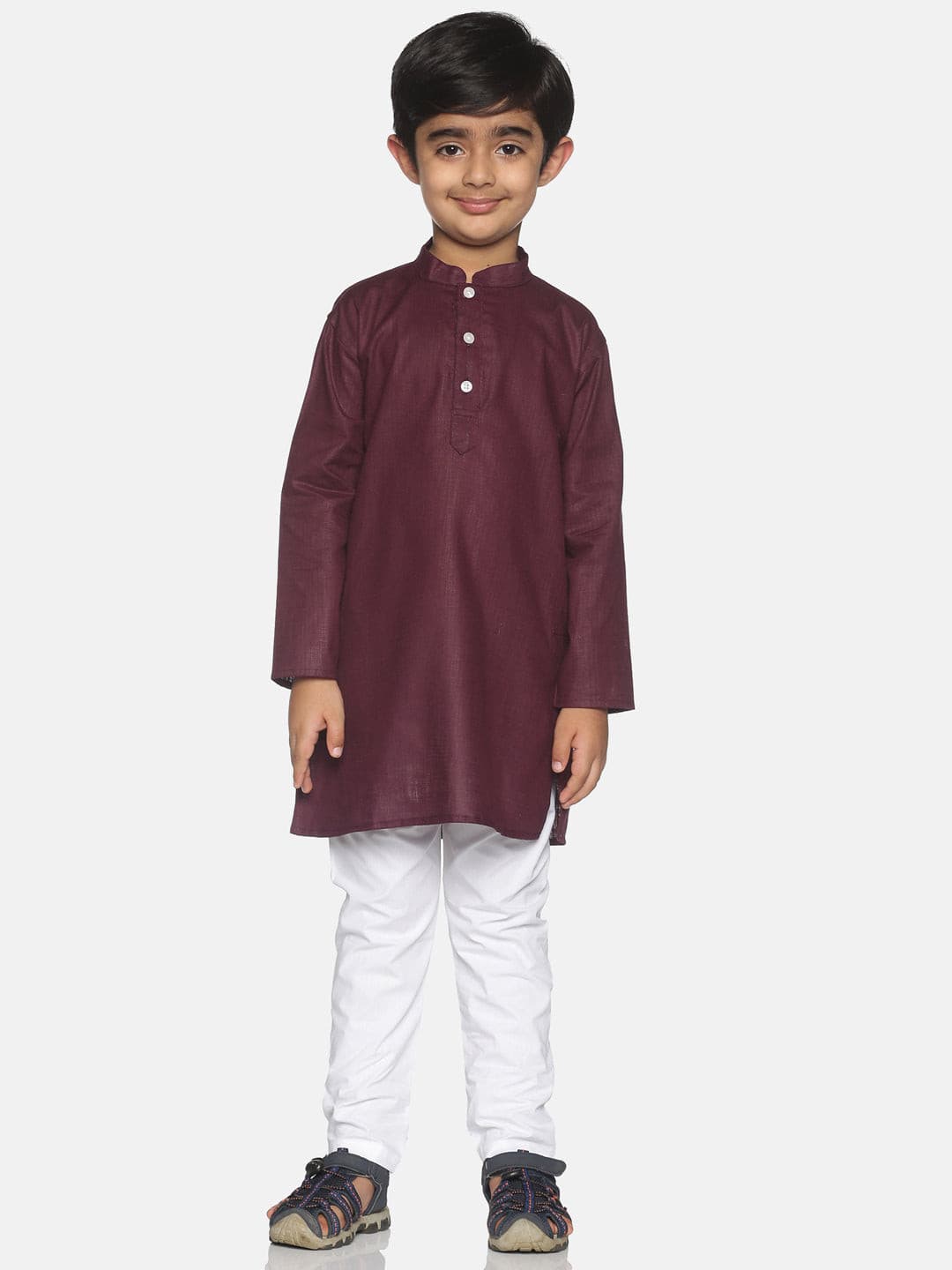 Boys Solid Colour Cotton Kurta Pyjama Set