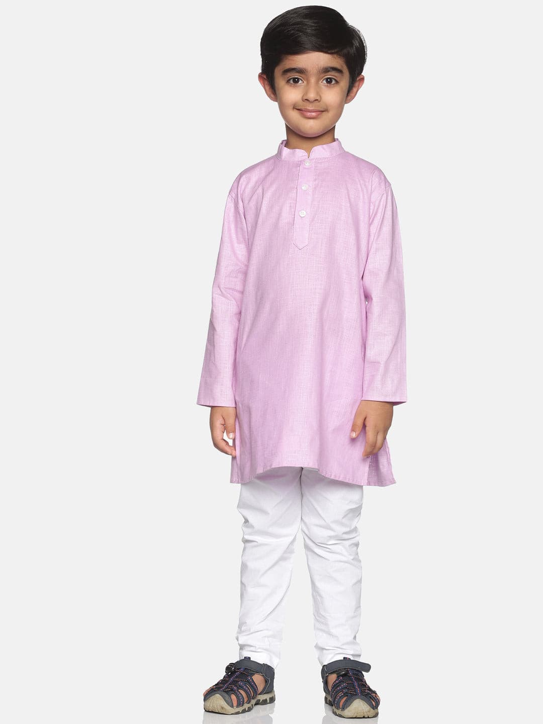 Boys Solid Colour Cotton Kurta Pyjama Set